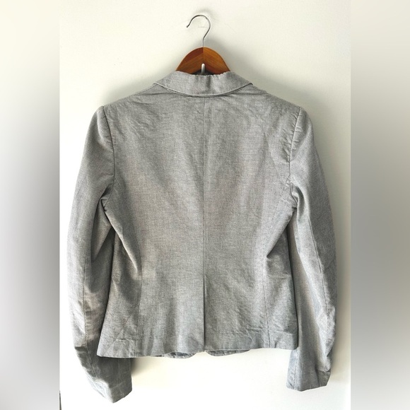 THEORY Light Gray Checkered One Button Blazer - Picture 4 of 6